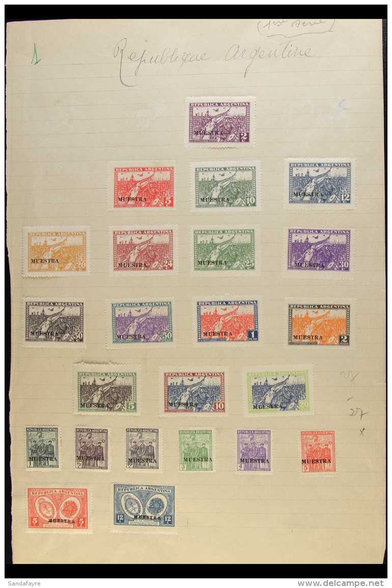 UPU SPECIMEN STAMPS - ARGENTINA  A Superb UPU Agency Archive Of "Specimen" (Muestra) Overprinted Stamps Affixed... - Autres & Non Classés