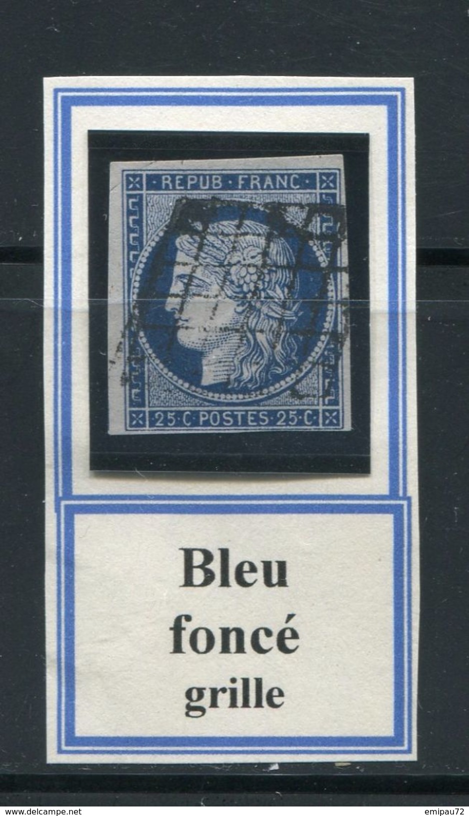 FRANCE- Y&T N°4a)- Bleu Foncé- Oblitération Grille - 1849-1850 Cérès