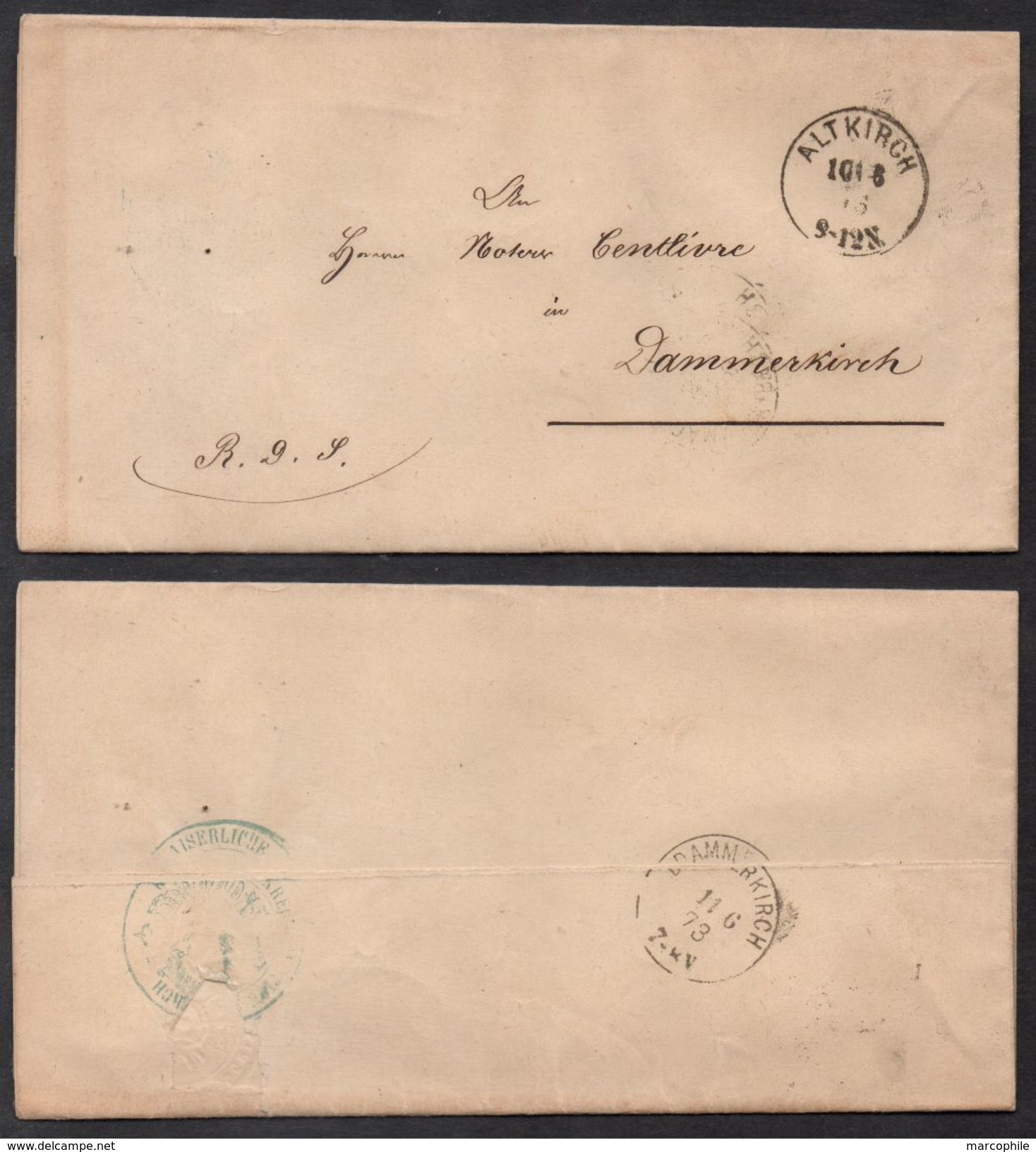 ALTKIRCH - ALSACE / 1873 LAC EN FRANCHISE POUR DAMMERKIRCH (ref 595) - Altri & Non Classificati