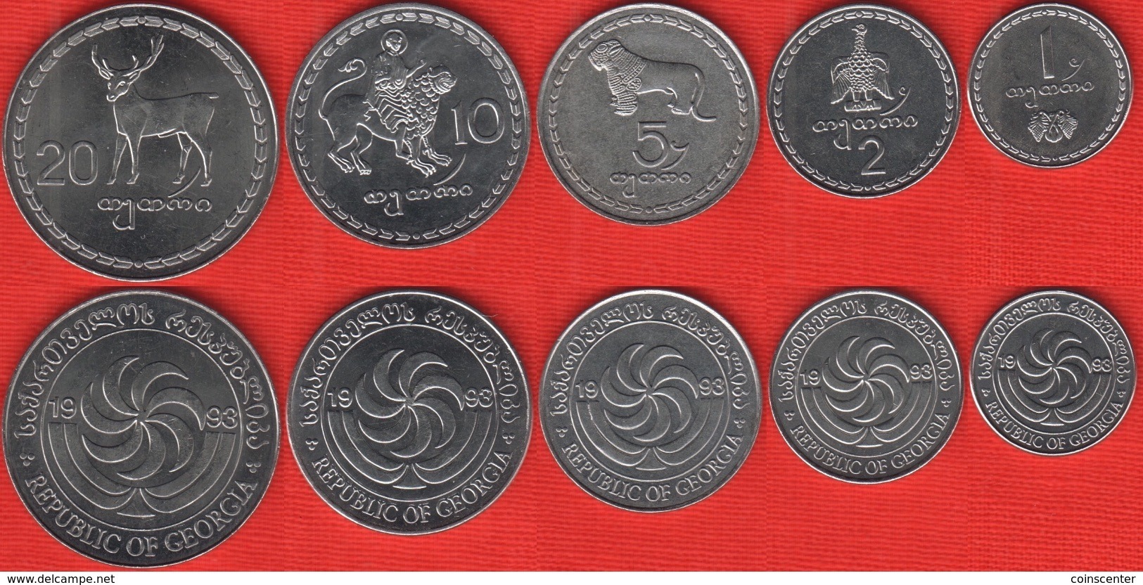 Georgia Set Of 5 Coins: 1 - 20 Tetri 1993 UNC - Géorgie