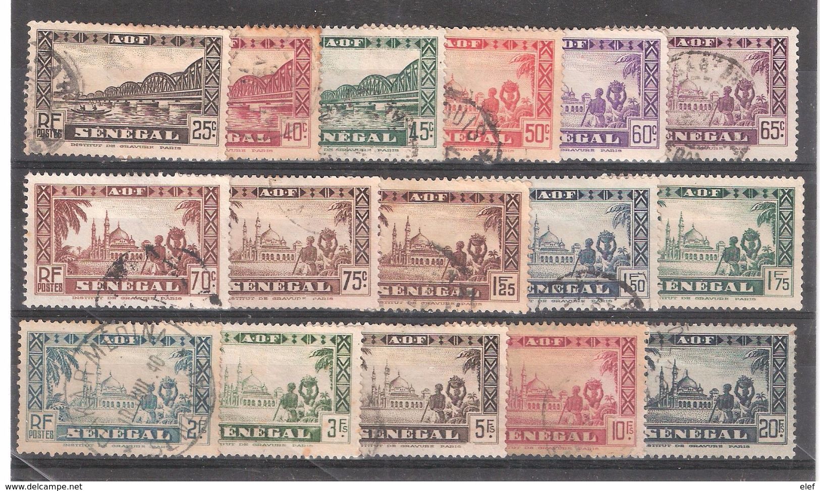 SENEGAL, 1935,  Type Pont Faidherbe, 16 Timbres Entre Yvert 119 Et 137  , Obl, TB - Oblitérés