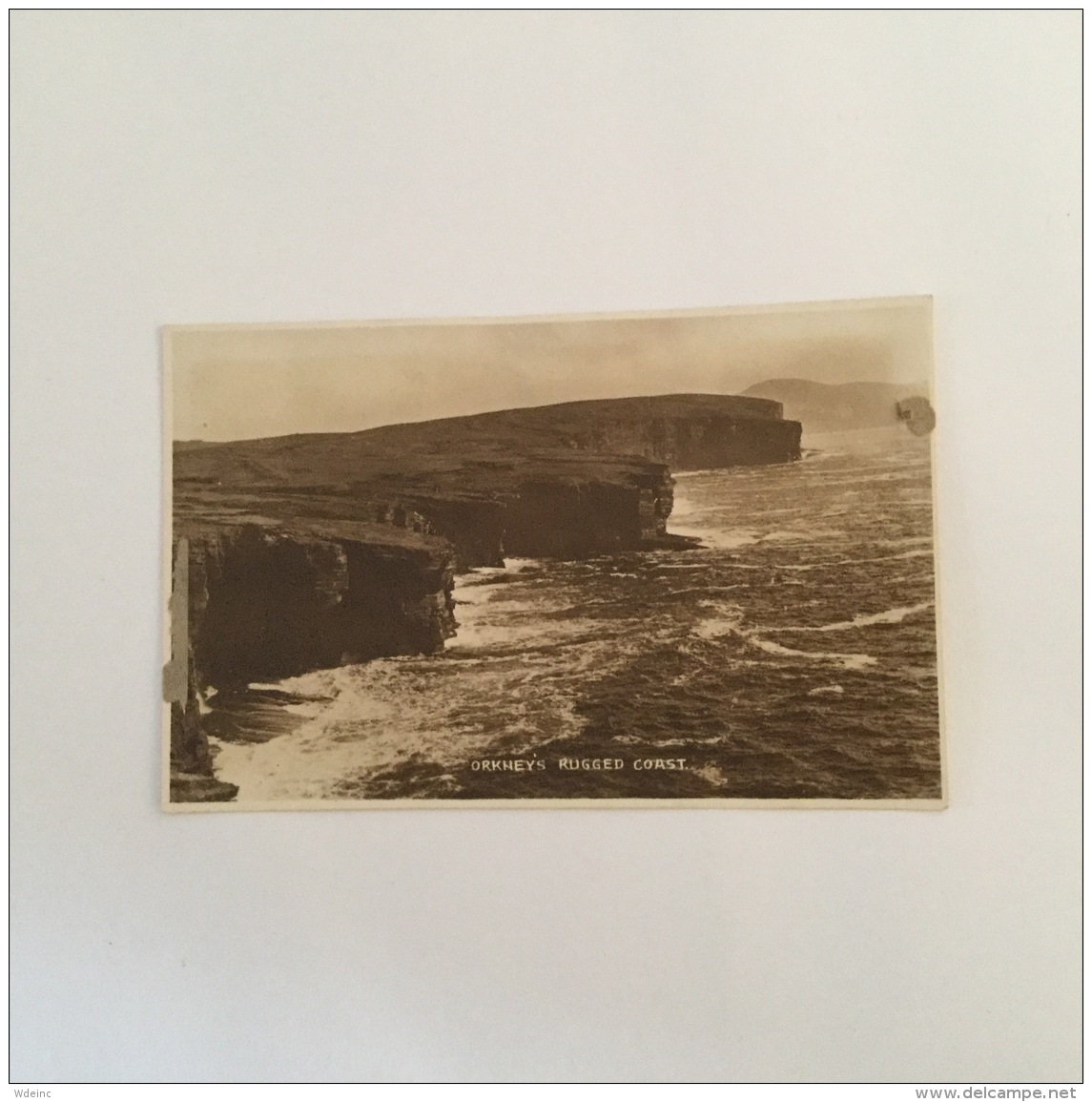 ORKNEY 1900s Rugged Coast Sepia Real Photo Unused Leonards Series - Orkney