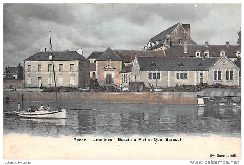 Redon     35         Ursulines. Bassin A Flot Et Quai Surcouf   ( Voir Scan) - Redon