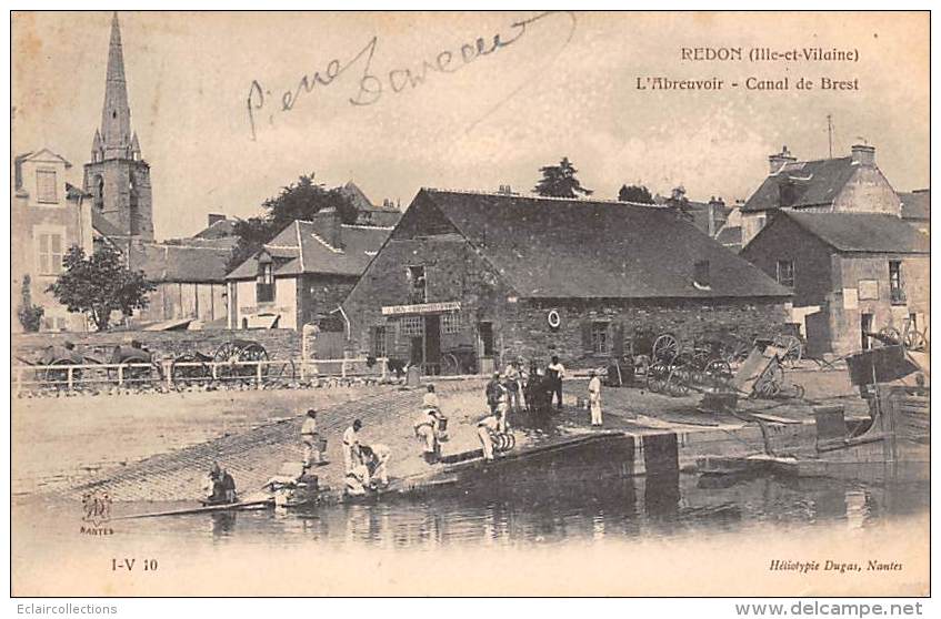 Redon     35        Le Canal  L'abreuvoir . Lavandière       (  Voir Scan) - Redon