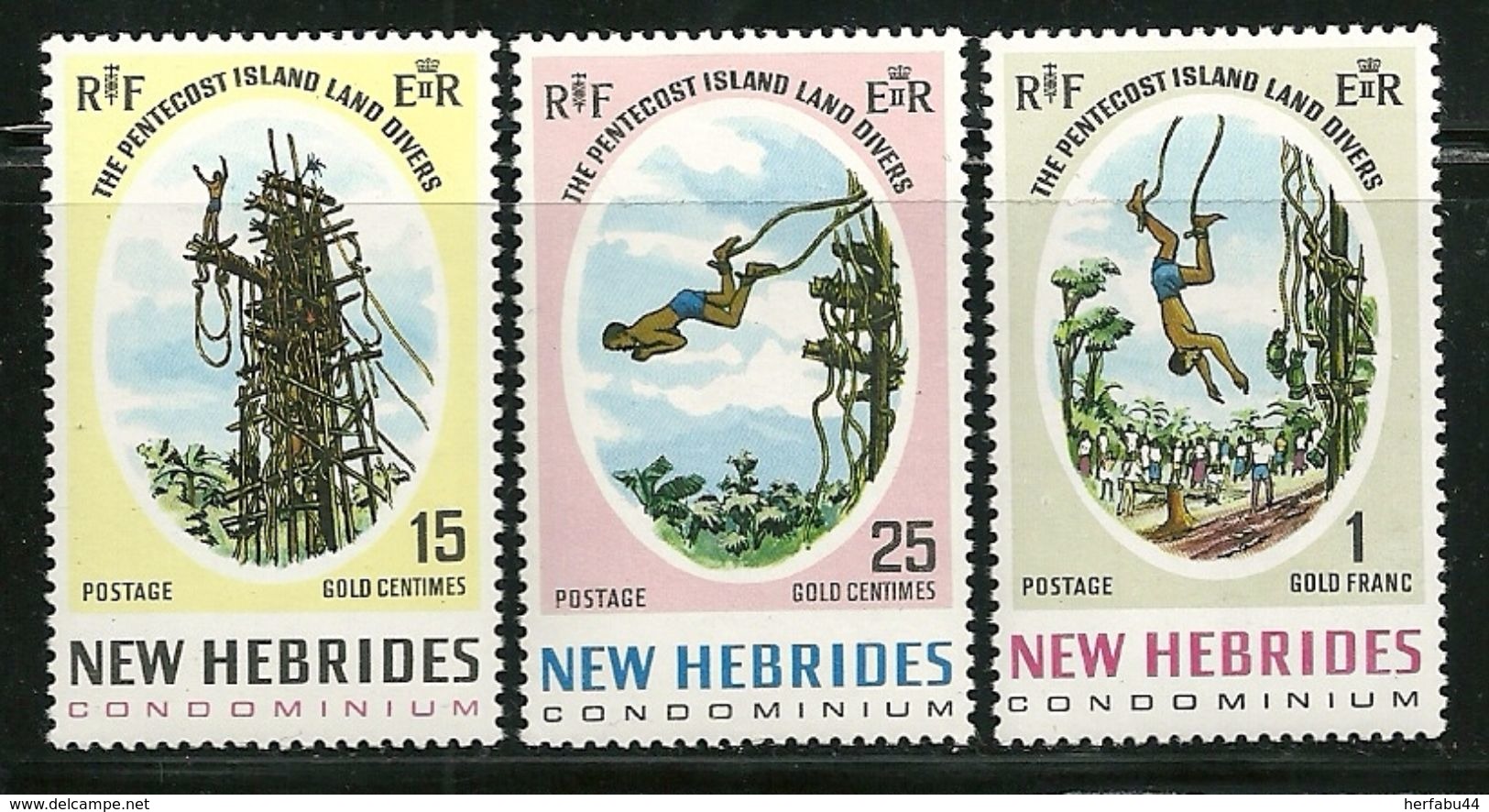 New Hebrides, Brityish  "Land Diver, Pentecost Islands"     Set     SC# 135-37  MNH** - Unused Stamps