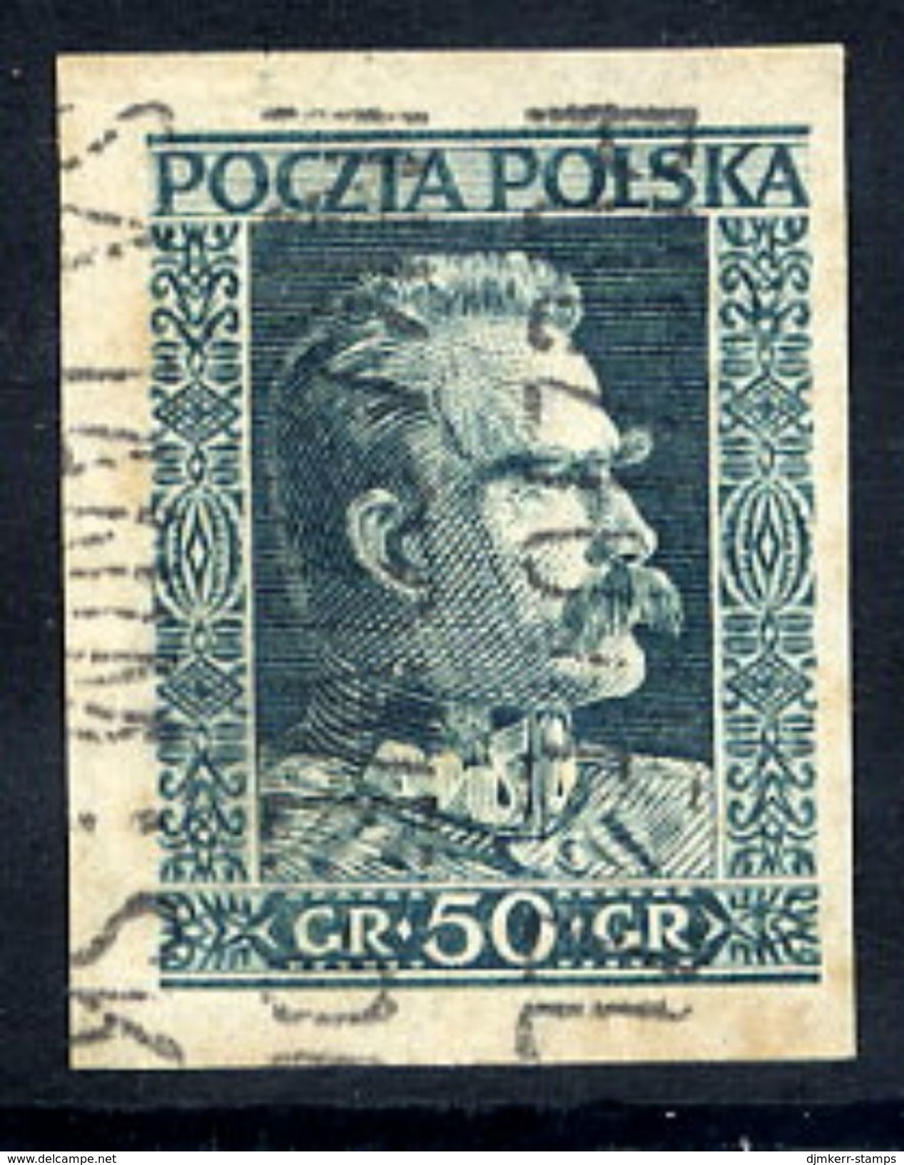 POLAND 1931 Pilsudski 50 Gr. Imperforate, Used.  Michel 270U - Gebraucht