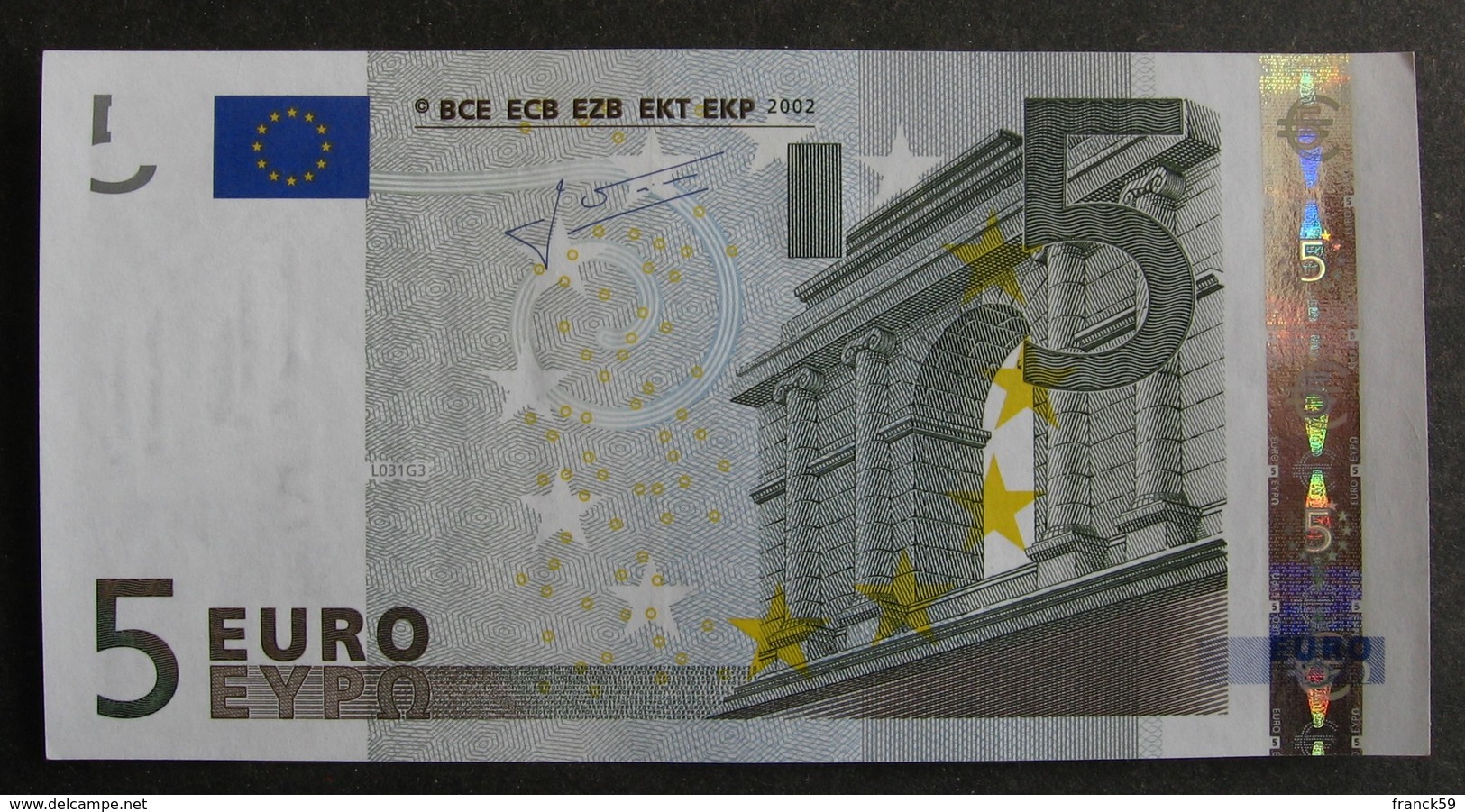 5 Euro France "U" 2002 Trichet L031G3 LUXE / UNC - 5 Euro