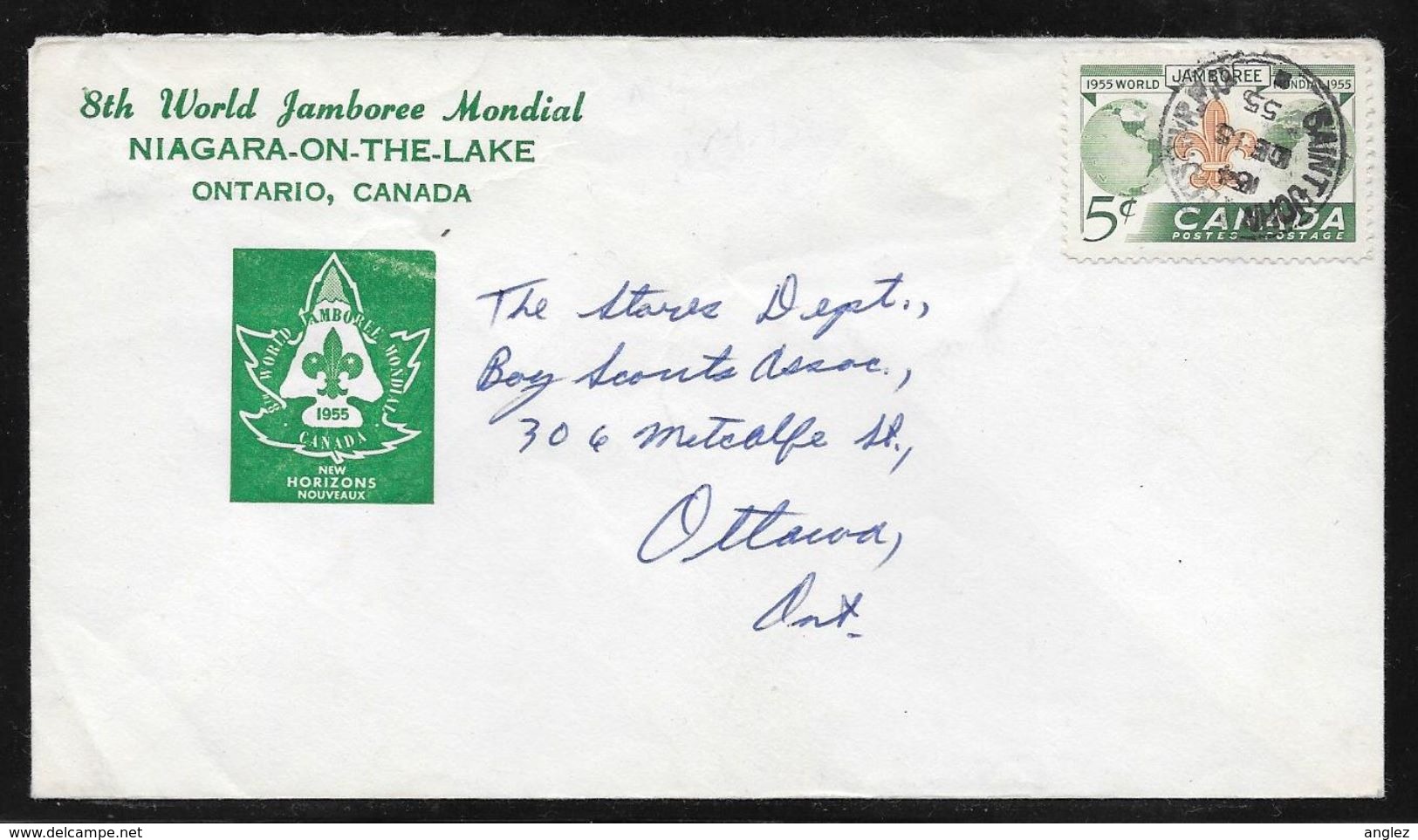 Canada - 1955 World Scout Jamboree - Niagara On The Lake - Illustrated Envelope & Stamp - Briefe U. Dokumente