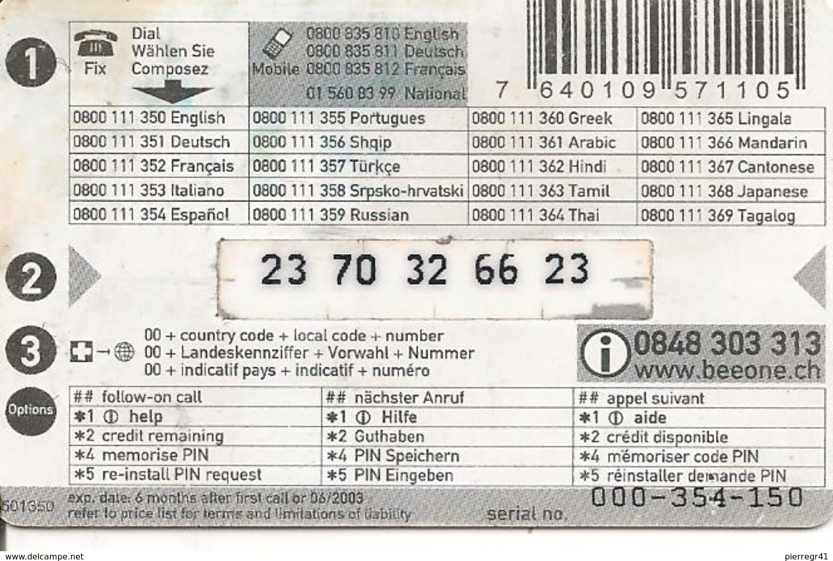 CARTEç-PREPAYEE-SUISSE-10 SFR- BEEONE- 06/2003-COUPLES-20000Ex-TBE-S - Suiza