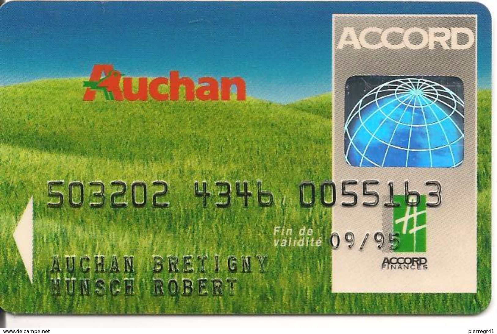 -CARTEç-MAGNETIQUE-FIDELITE ACCORD AUCHAN BRETIGNY-Exp 09/95-V°SOLAIC 45060-TBE-RARE - Disposable Credit Card