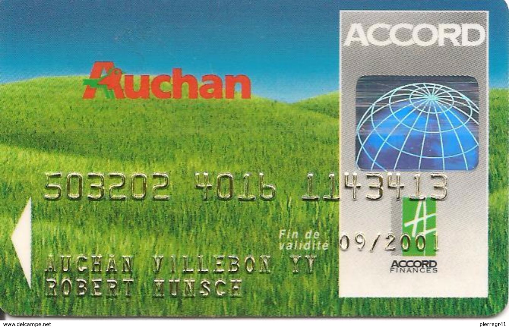 -CARTE-MAGNETIQUE-FIDELITE ACCORD AUCHAN VILLEBON-Exp 09/2001--TBE-RARE - Cartes Bancaires Jetables