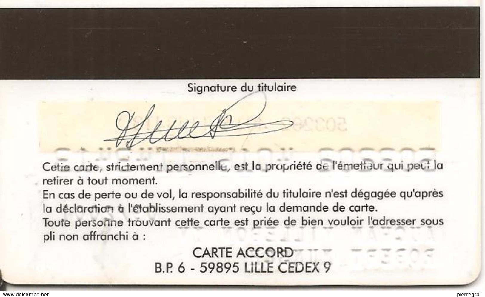 -CARTE-MAGNETIQUE-FIDELITE ACCORD AUCHAN VILLEBON-Exp 09/2001--TBE-RARE - Vervallen Bankkaarten