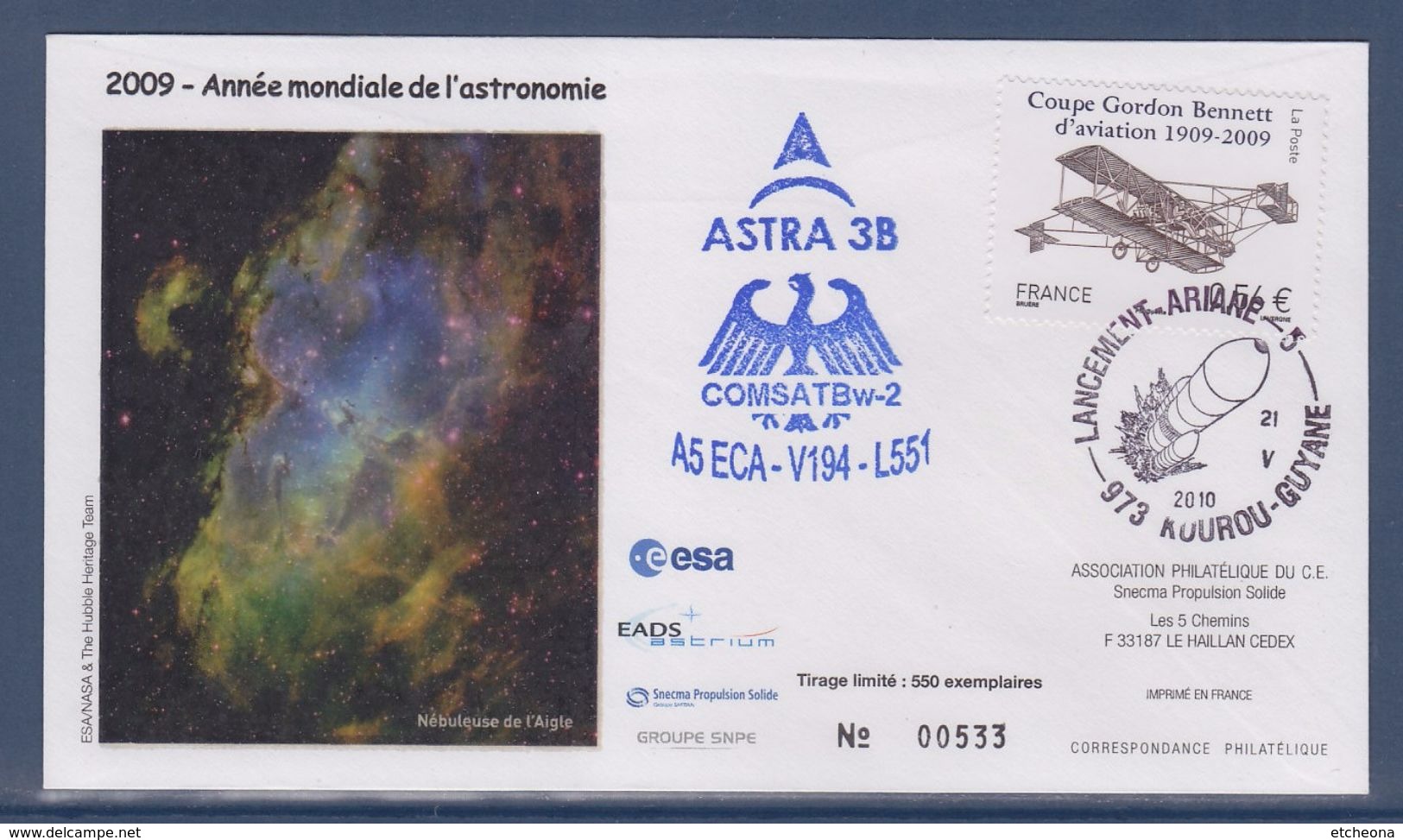 = Lancement Ariane 5  A5ECA - V194 - L551, ASTRA3B, ComsatBw-2, Kourou Guyane 21.V.2010 - América Del Sur