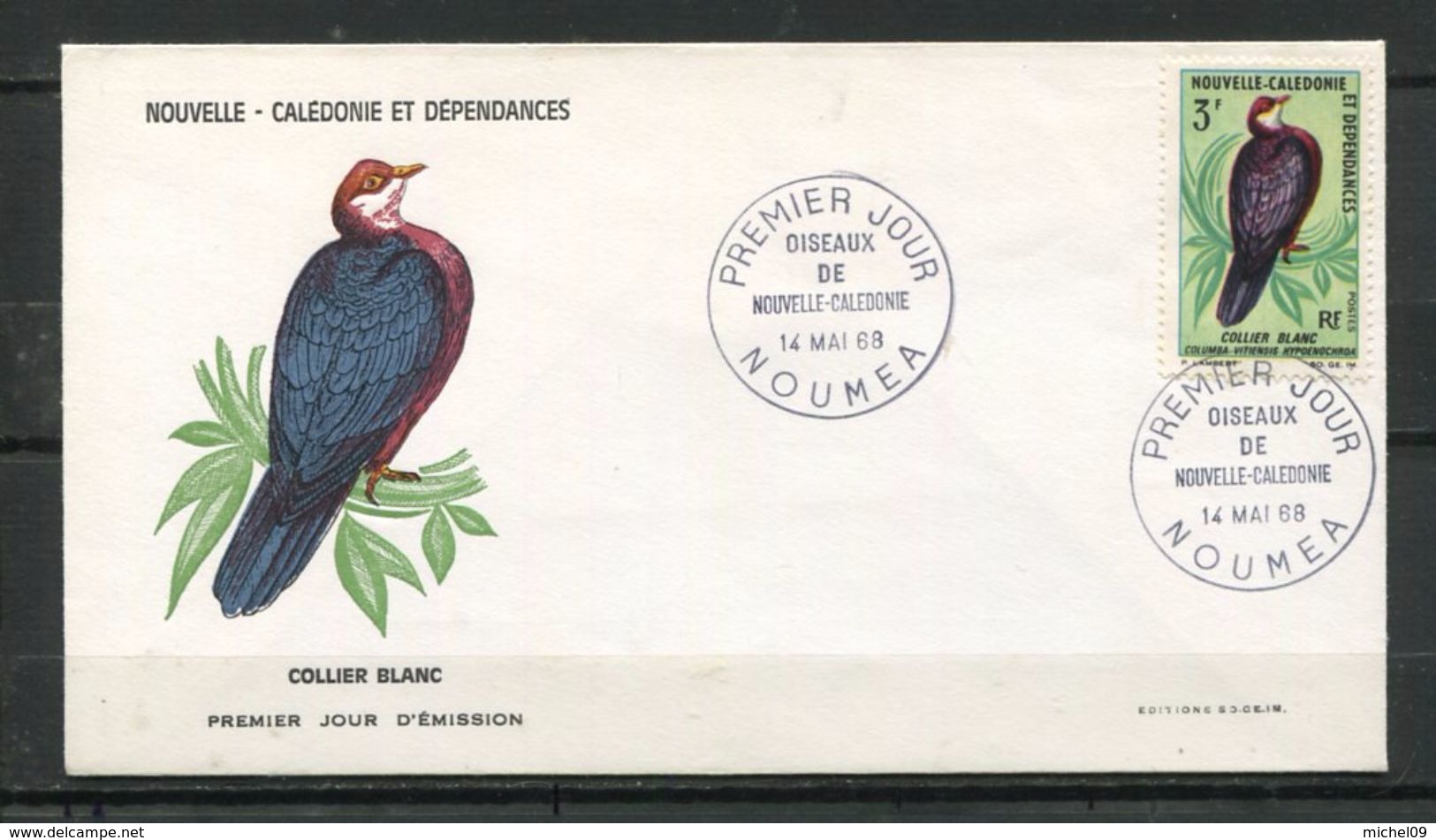 1968  NOUVELLE CALEDONIE FDC 1ER JOUR  OISEAU LE COLIBRI BLANC - Segler & Kolibris