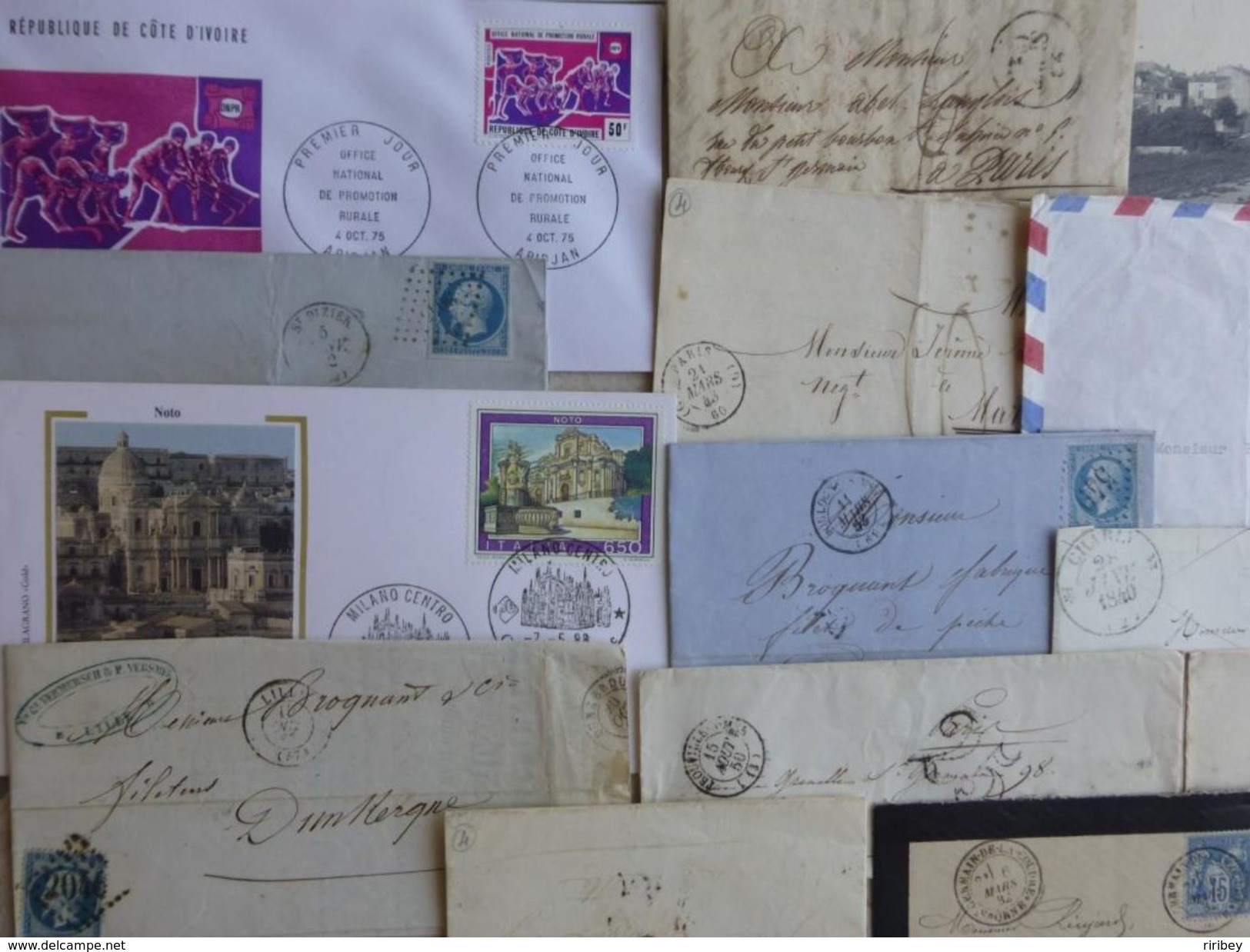 ### LOT LETTRES, MARQUES POSTALES et DOCUMENTS ###   XVIII -> XX ème - 12 scans