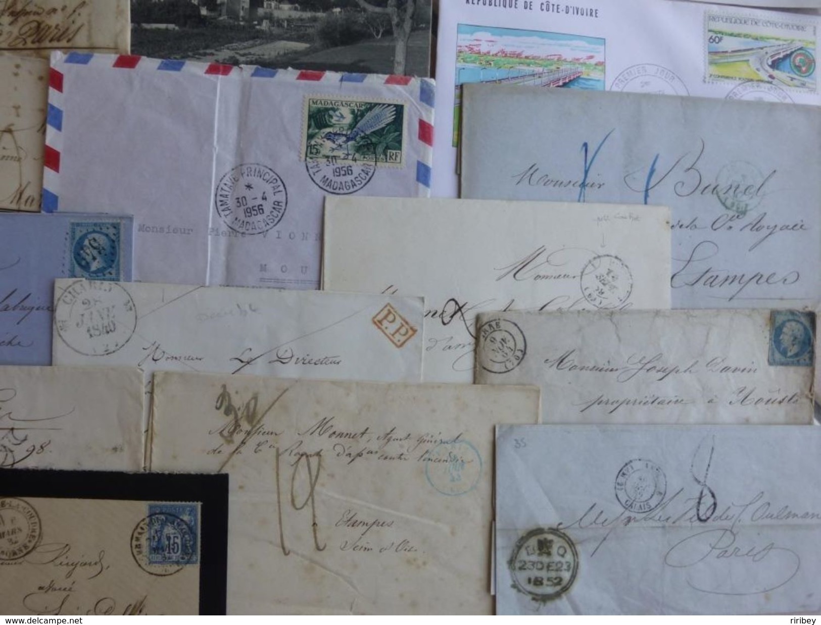 ### LOT LETTRES, MARQUES POSTALES et DOCUMENTS ###   XVIII -> XX ème - 12 scans