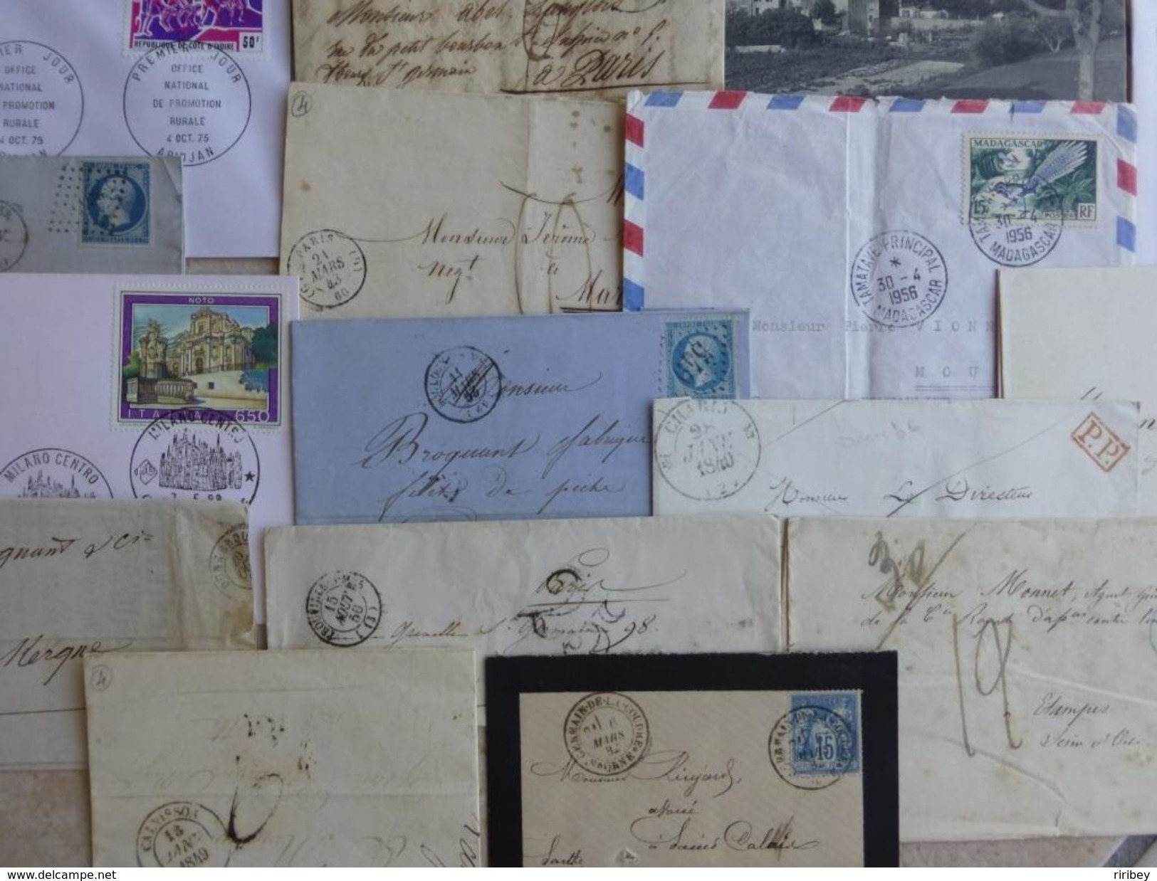 ### LOT LETTRES, MARQUES POSTALES et DOCUMENTS ###   XVIII -> XX ème - 12 scans