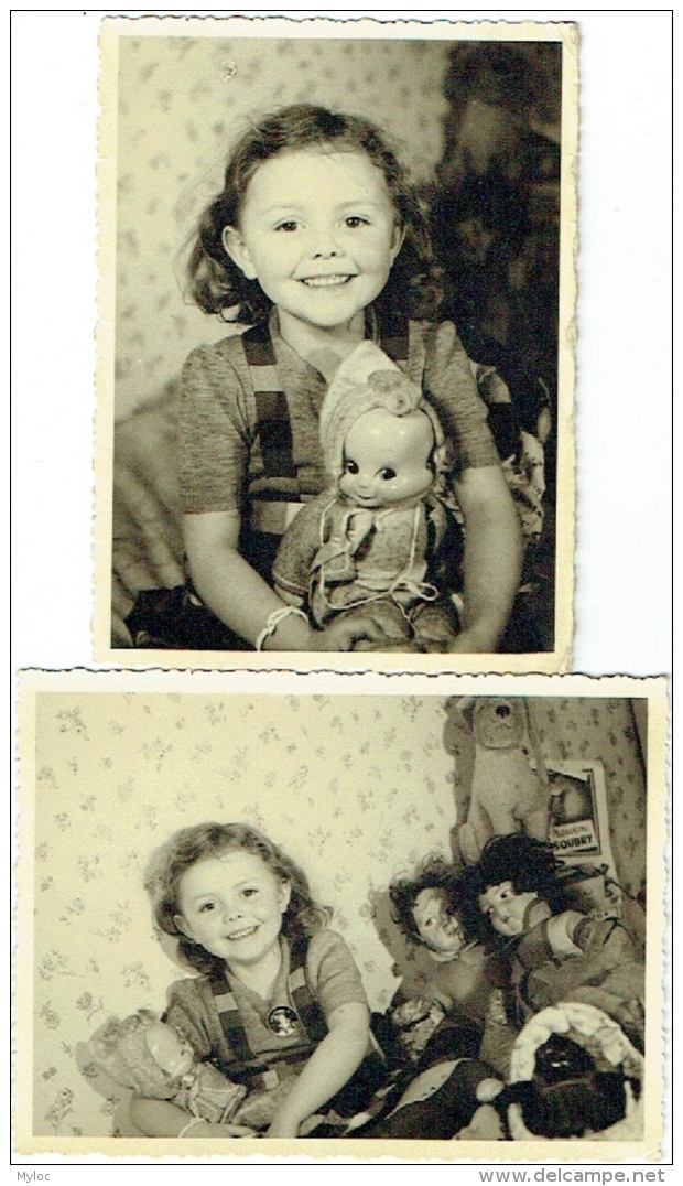 Foto/Photo. Fille &amp; Poupée, Jouet. Lot De 2 Photos. - Gegenstände