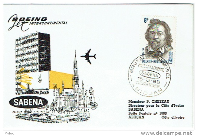 Aviation. Boeing. SABENA. Bruxelles-Abidjan. 1965. - Lettres & Documents