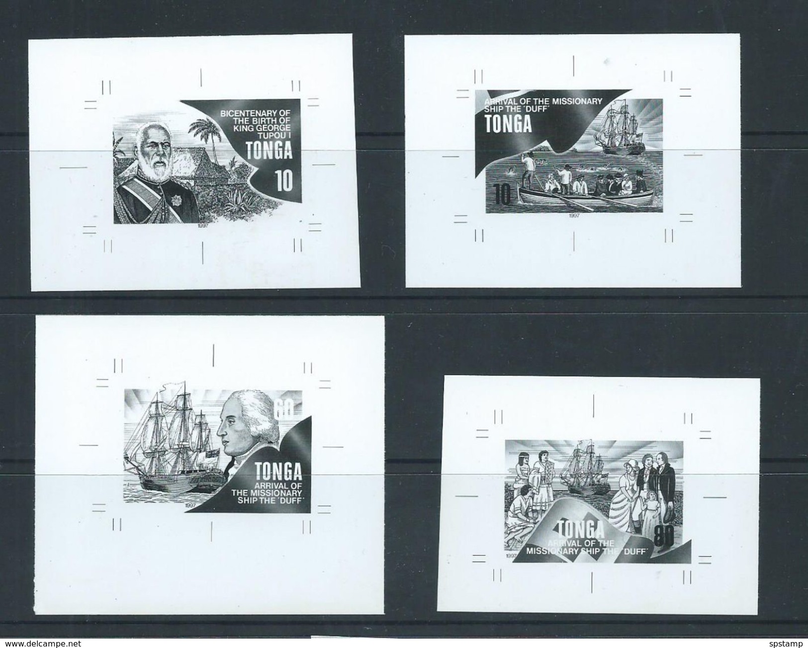 Tonga 1997 Christianity In Tonga 1st Issue 4 Different Black & White Proofs - Tonga (1970-...)