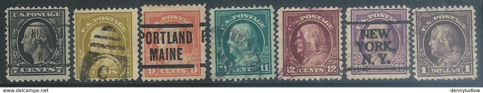 US  1917-9  Sc#507-9, 511-8  7 Diff   Used  2016 Scott Value $8.80 - Oblitérés