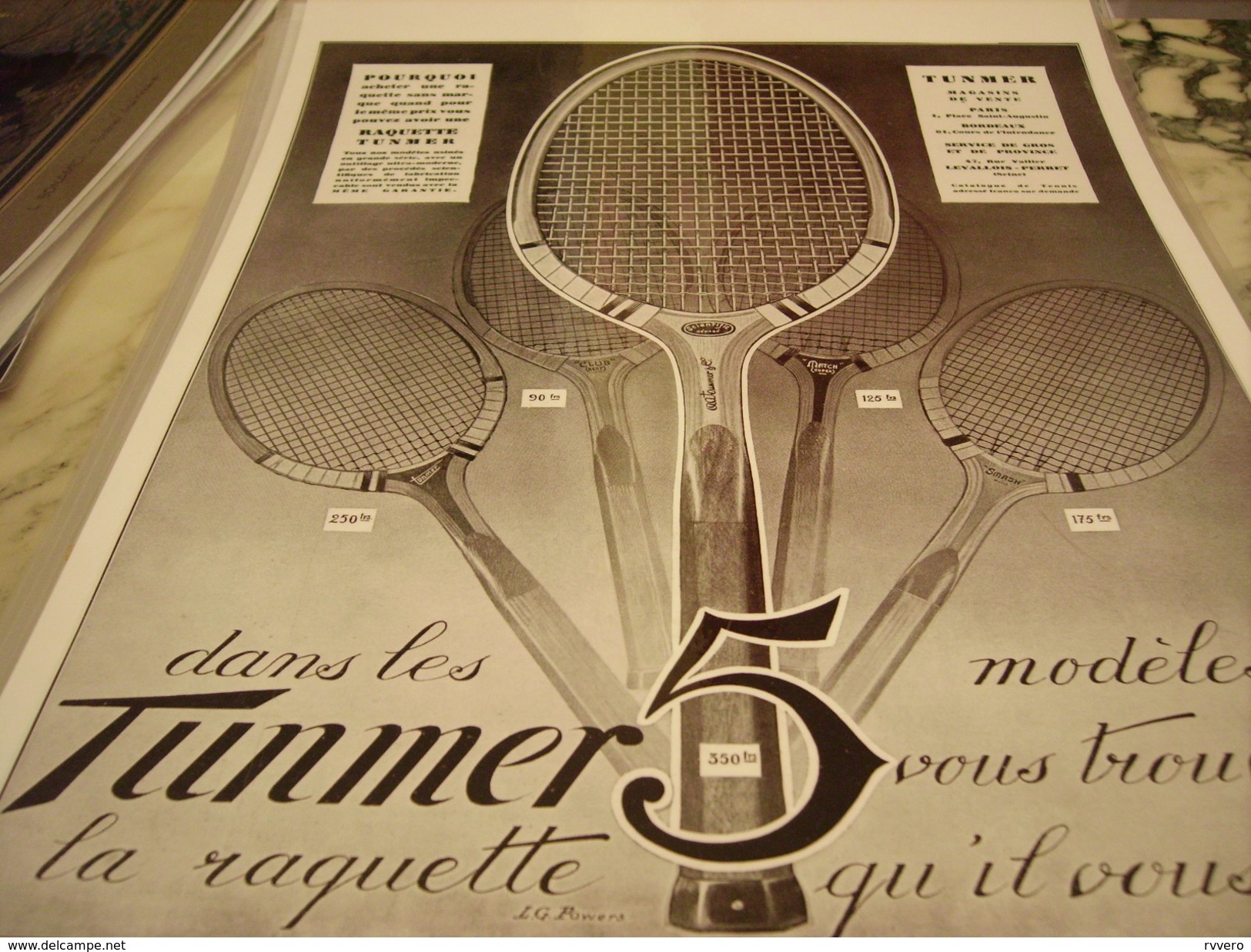 ANCIENNE PUBLICITE DE RAQUETTE TENNIS TUNMER  1928 - Autres & Non Classés