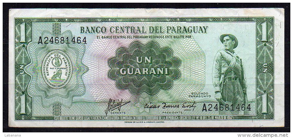 528-Paraguay Billet De 1 Guarani L1952 A246 - Paraguay