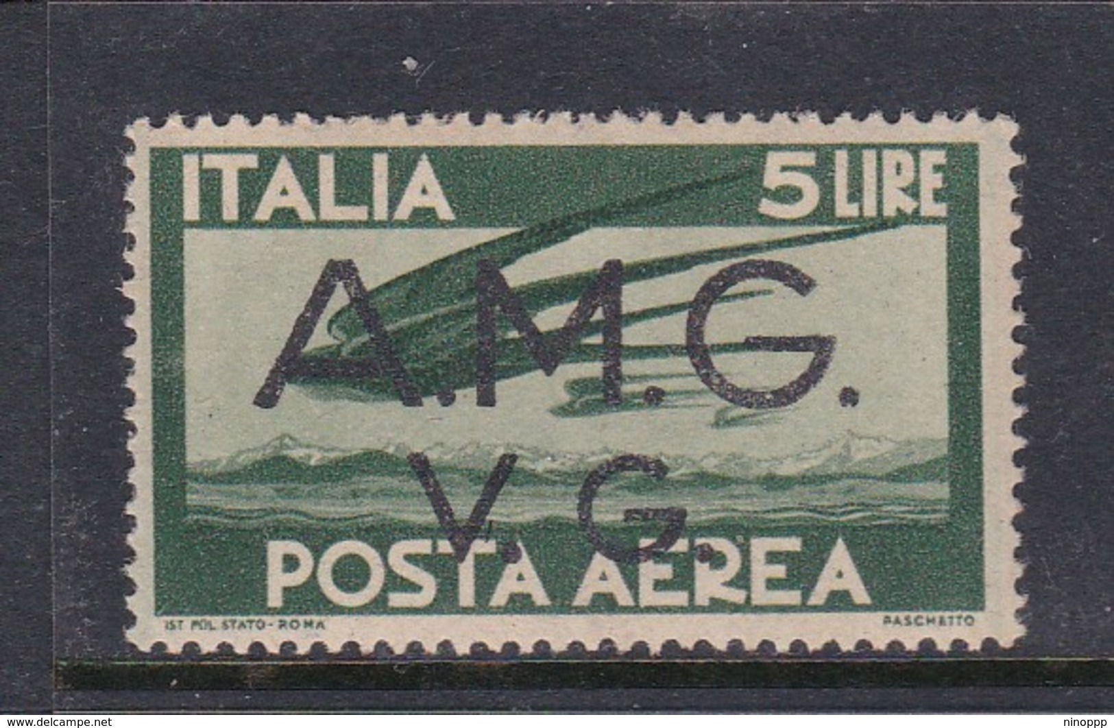 Venezia Giulia And Istria  A.M.G.V.G. Air Mail A 4 1945 Air Post 5 Lira Green Mint Never Hinged - Neufs