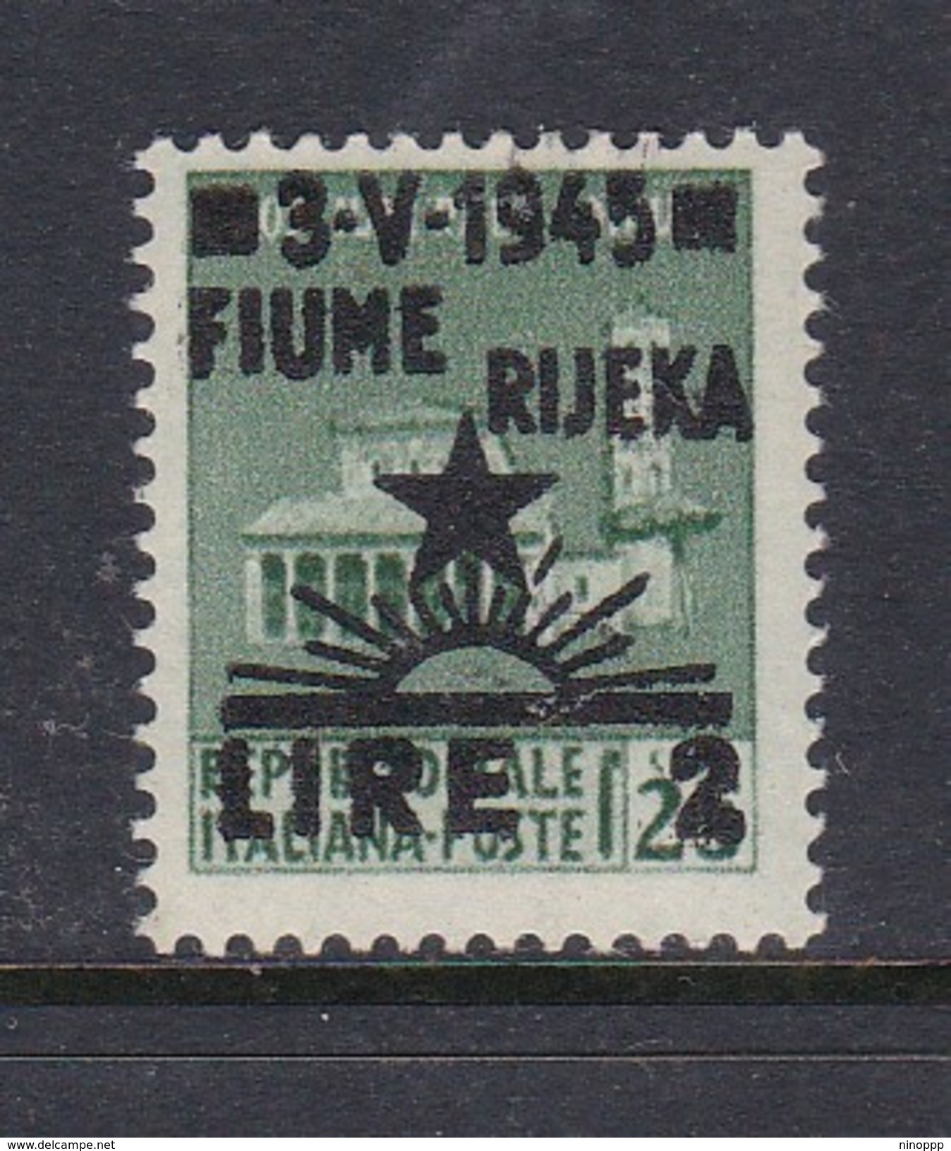 Venezia Giulia And Istria  Fiume Rijeka S 14 1945 2 Lira On 25c Green Mint Hinged - Occ. Yougoslave: Fiume