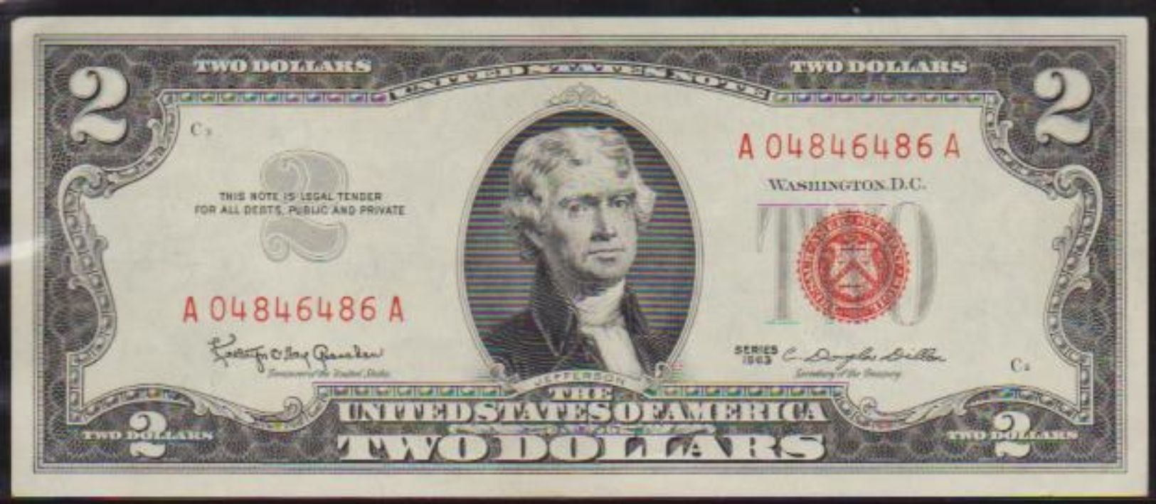 USD 1963 RED SEAL $2. UNITED STATES NOTE. LN A CRISP HIGH GRADE.. - United States Notes (1928-1953)