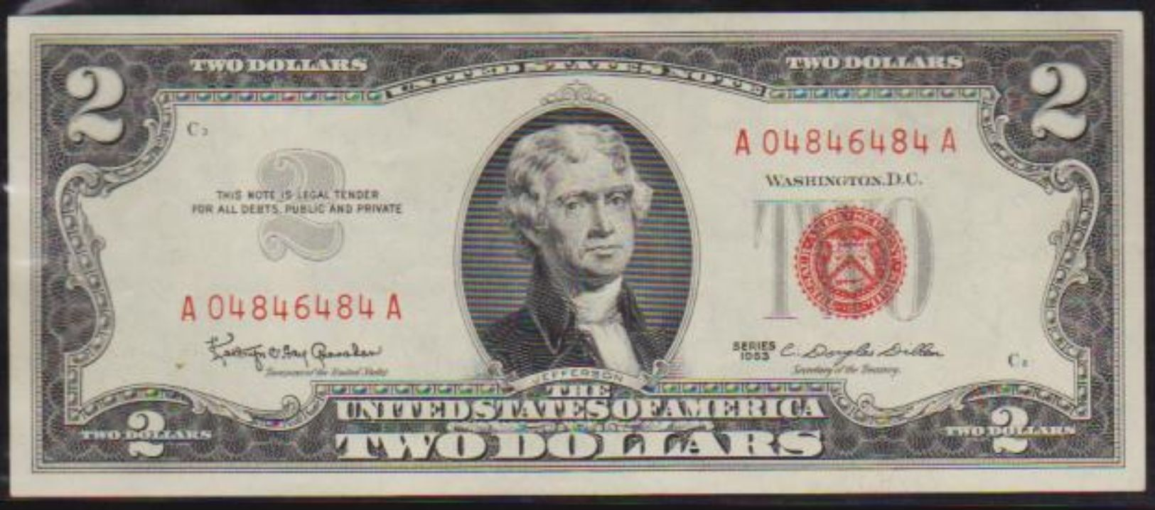 USD 1963 RED SEAL $2. UNITED STATES NOTE. LN A CRISP HIGH GRADE.. - Biljetten Van De Verenigde Staten (1928-1953)