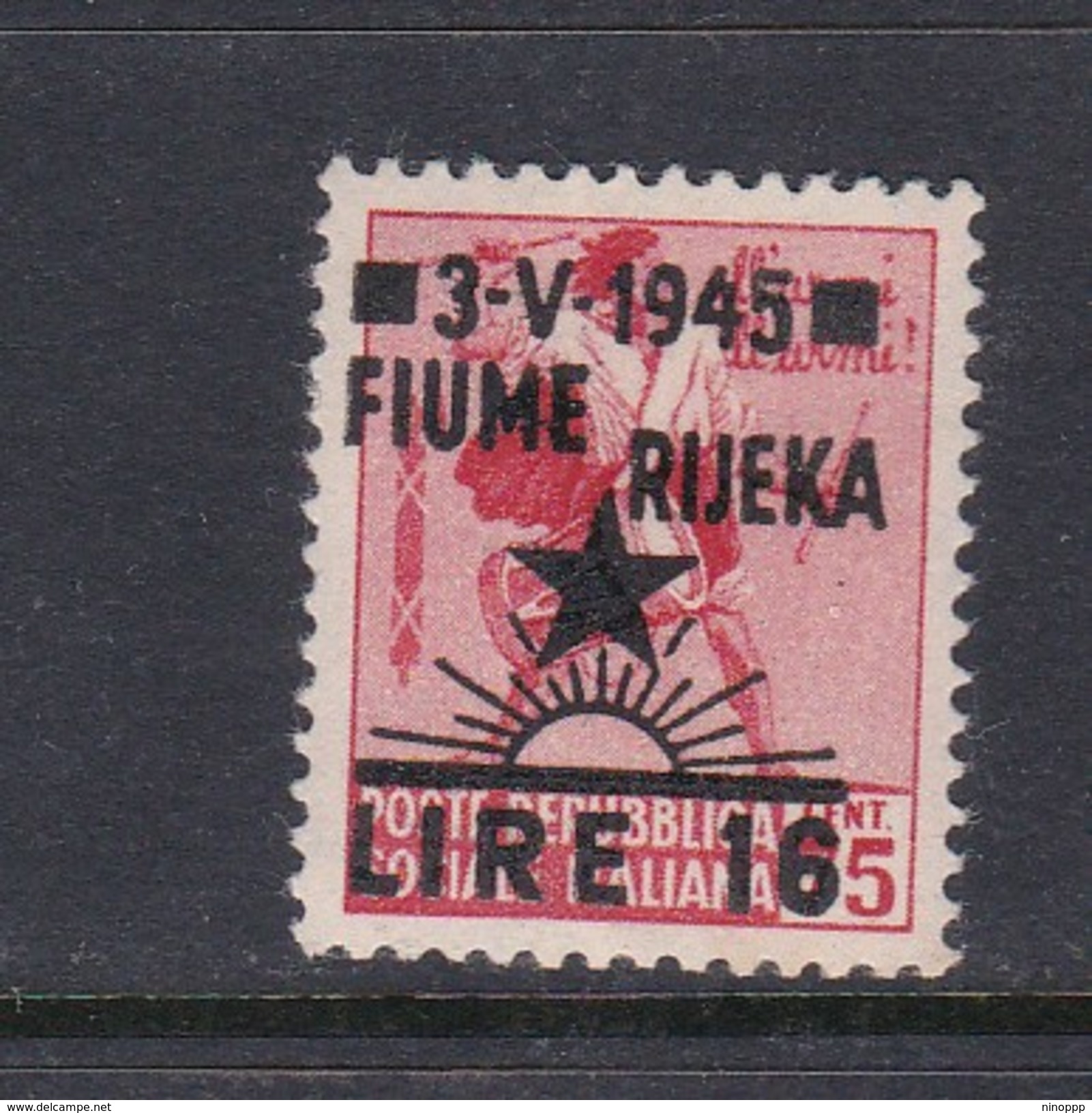 Venezia Giulia And Istria  Fiume Rijeka S 21 1945 16 Lira On 75c Carmine, No Watermark, Mint Never Hinged - Yugoslavian Occ.: Fiume