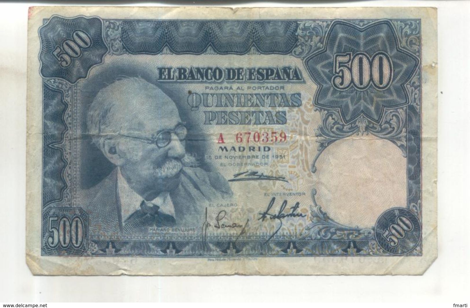 Billet El Banco De Espana, 500 Pesetas  (Billet Vendu Dans L'état) - 500 Pesetas