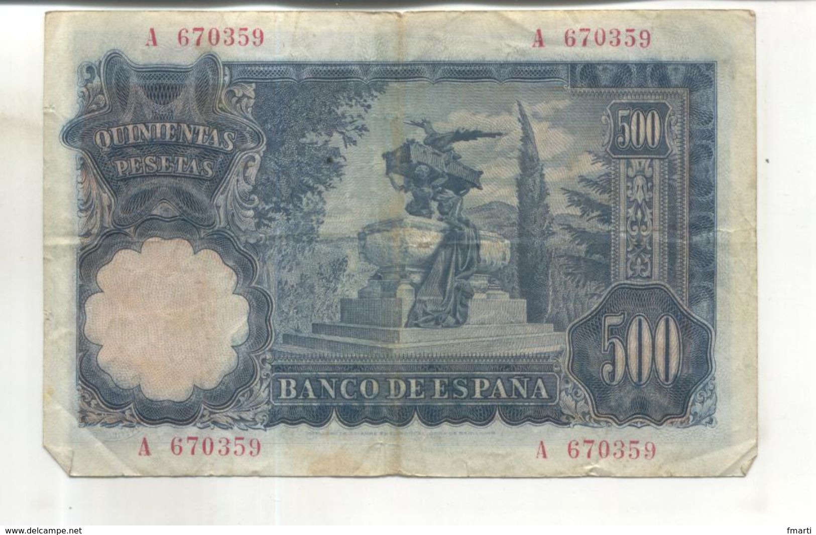 Billet El Banco De Espana, 500 Pesetas  (Billet Vendu Dans L'état) - 500 Pesetas