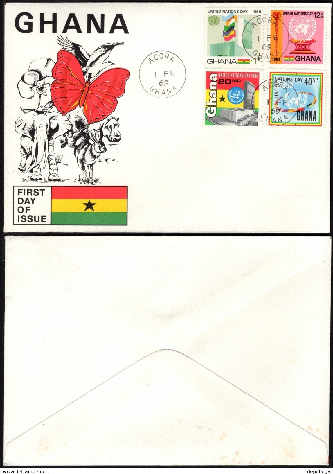 Ghana - FDC, United Nation Day. ACCRA  1.2.1969 - Ghana (1957-...)