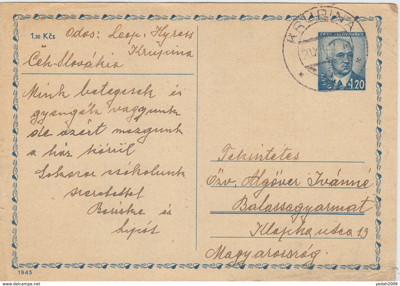 CZEHOSLOVAKIA POSTAL CARDS 1947 - Sobres