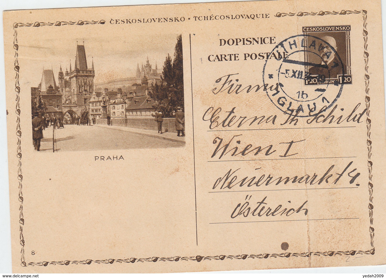 CZECHOSLOVAKIA POSTAL CARD  1934 - Sobres
