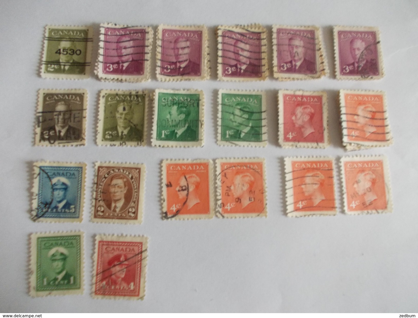 TIMBRE Canada 238 237a 298 236 239 239a 211 205 191 380 Valeur Mini 20.25 &euro; - Used Stamps