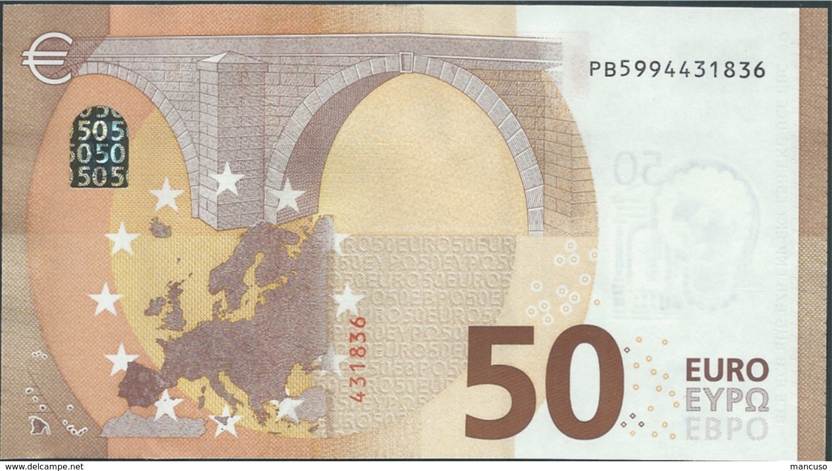 50 EURO NETHERLANDS  PB  P005  - DRAGHI   UNC - 50 Euro