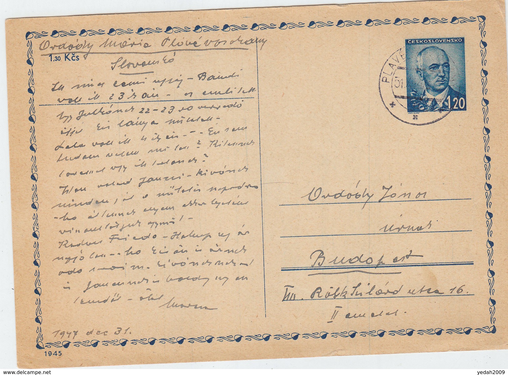 CZECHOSLOVAKIA POSTAL CARD 1931 - Covers