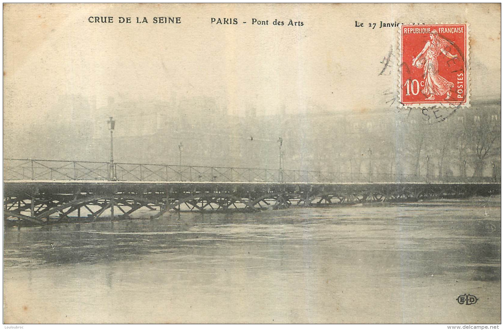 PARIS GRANDE CRUE DE SEINE 1910  PONT DES ARTS - Überschwemmung 1910