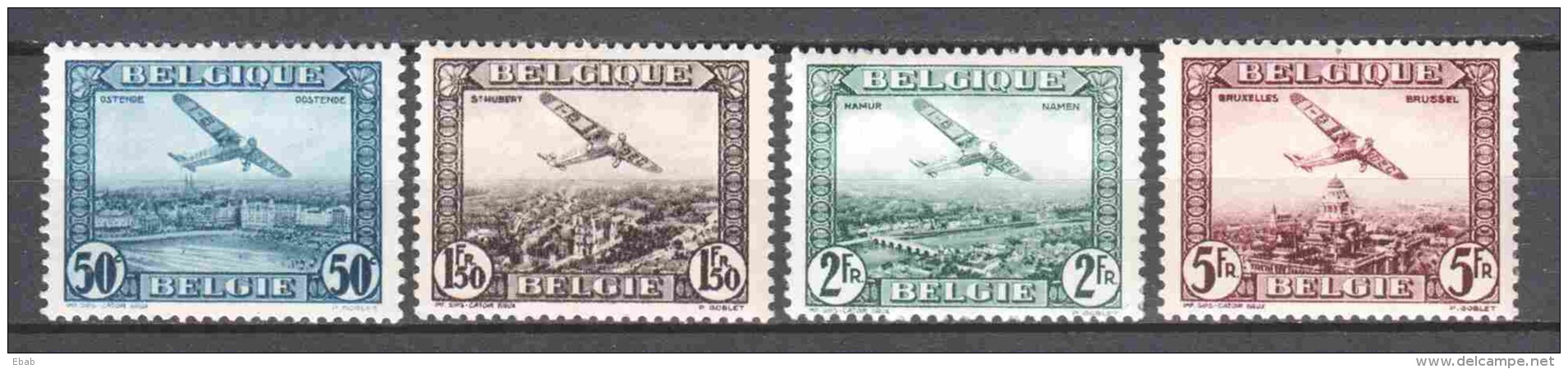 Belgium 1930 Mi 280-283 MH AIRPLANES - Unused Stamps