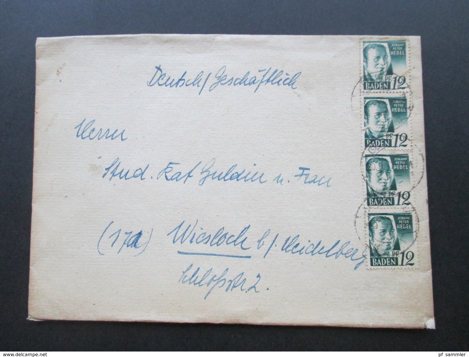 Alliierte Besetzung Französische Zone 19 Belege / Postkarten aus dem Bedarf. Senkr. Paare usw. Bahnpoststempel.