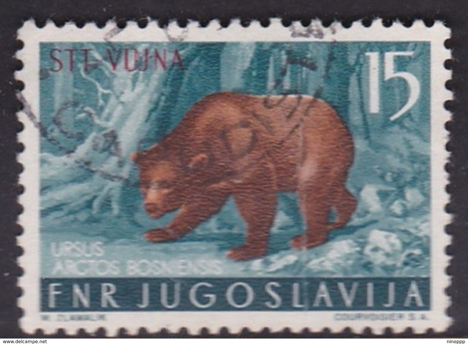 Italy Trieste B Yugoslav Occupation S 104 1954 Animals 15d Bear Used - Afgestempeld