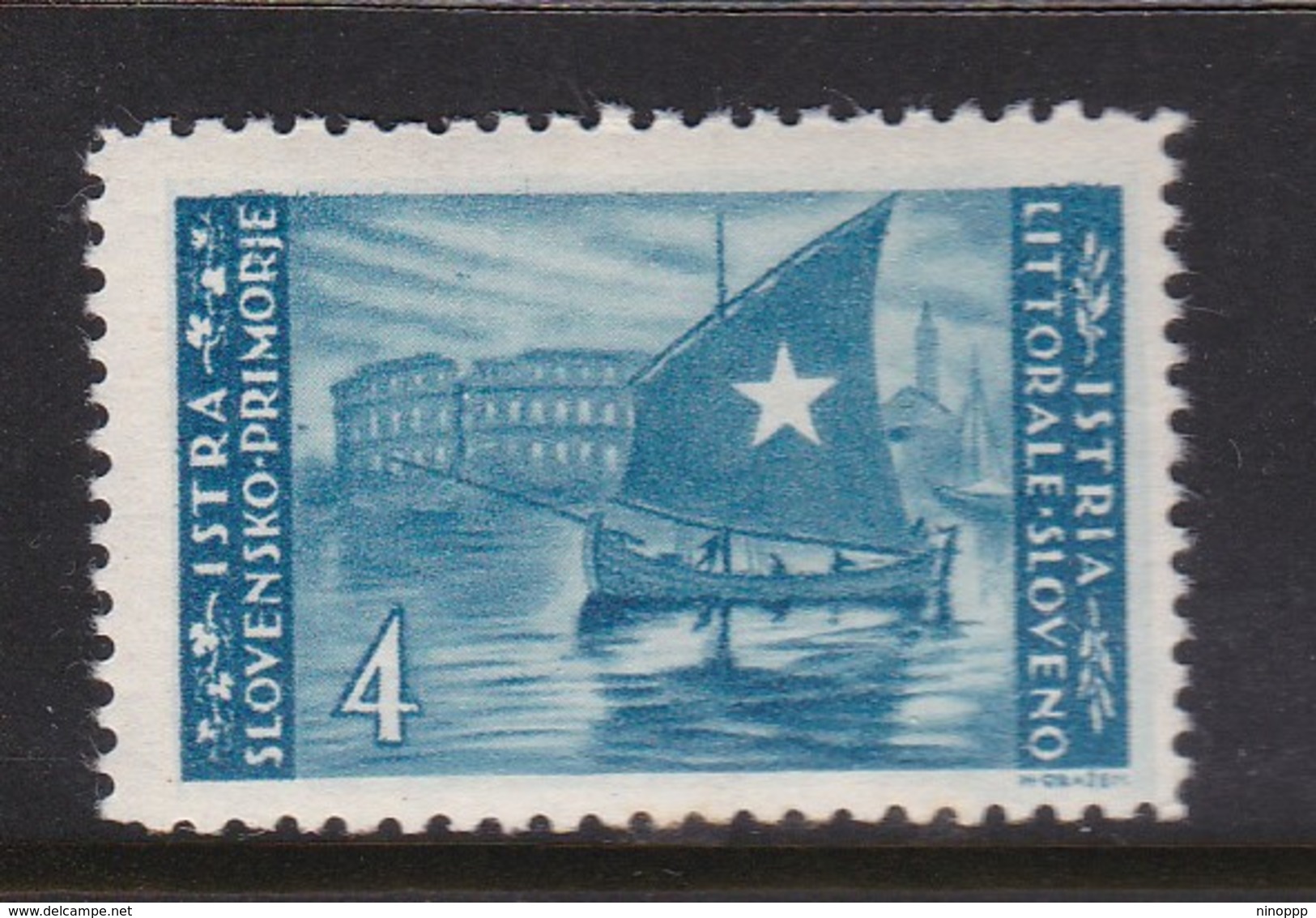 Istria Yugoslav Occupation S 46 1945 4 L Azur Mint Never Hinged - Occ. Yougoslave: Littoral Slovène