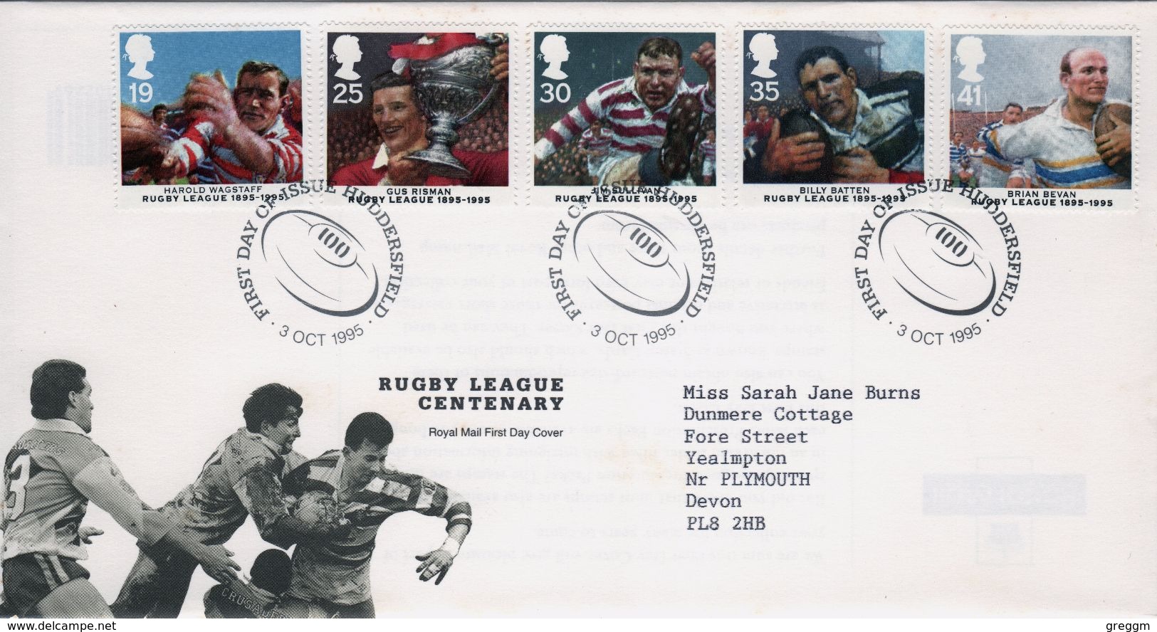 GB First Day Cover To Celebrate Rugby League Centenary 1995 Special Postmark - 1991-2000 Decimal Issues