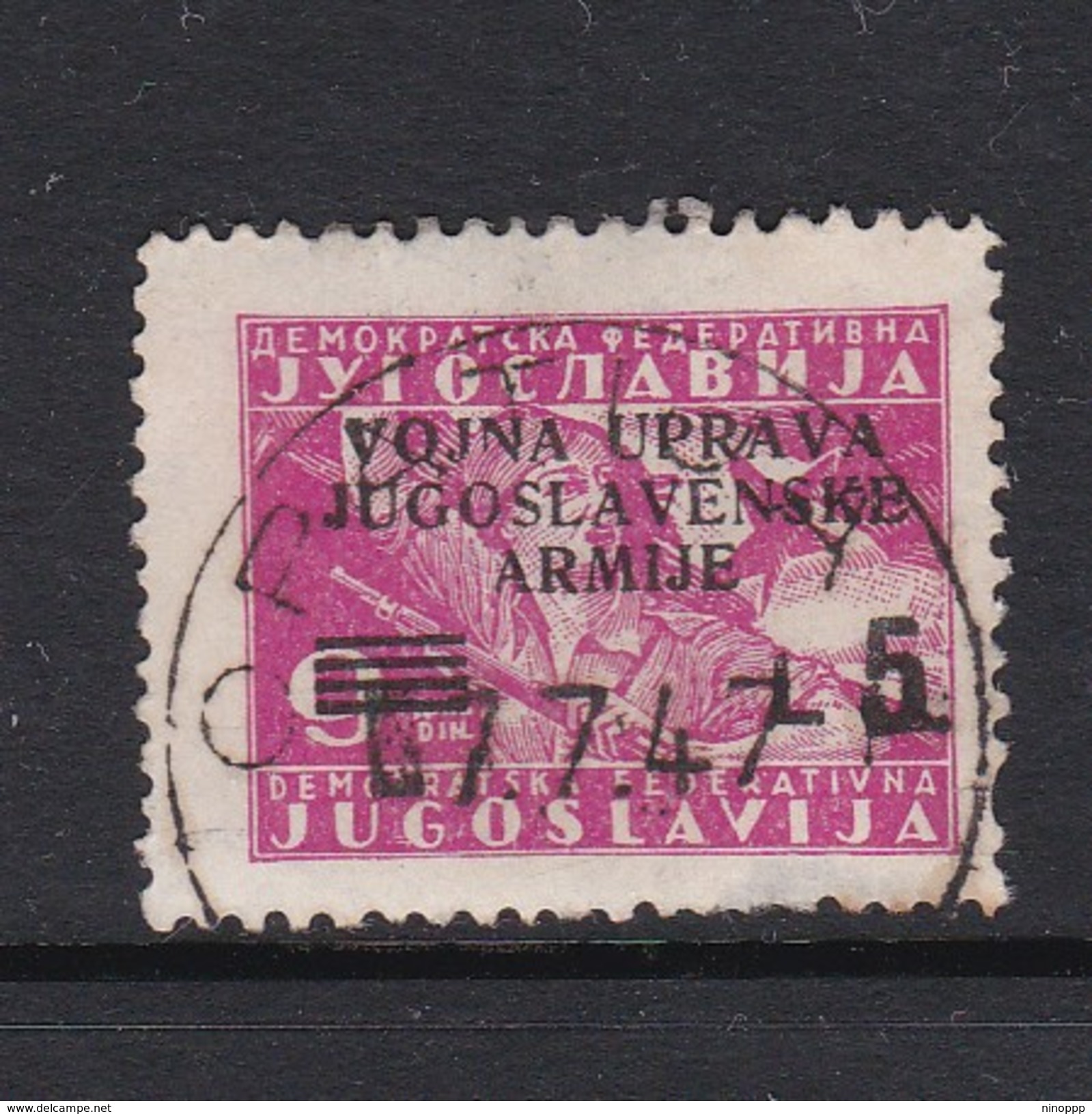 Istria Yugoslav Occupation S 71 1947 Overprinted 5 Lira On 9d Pink Used - Jugoslawische Bes.: Slowenische Küste