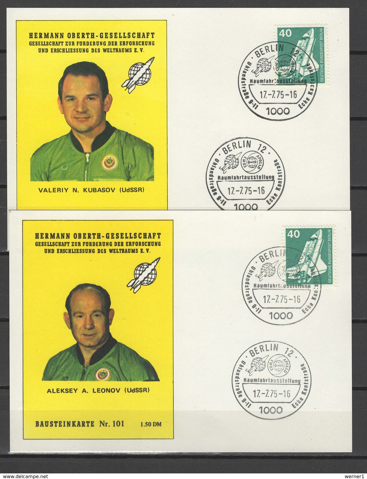 Germany 1975 Space, Slayton, Stafford, Brand, Kubasov, Leonov 5 Commemorative Postcards - Europe