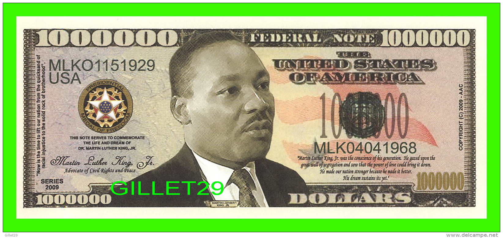BILLETS , ONE MILLION DOLLARS - MARTIN LUTHER KING JR - UNITED STATES OF AMERICA - - Autres & Non Classés