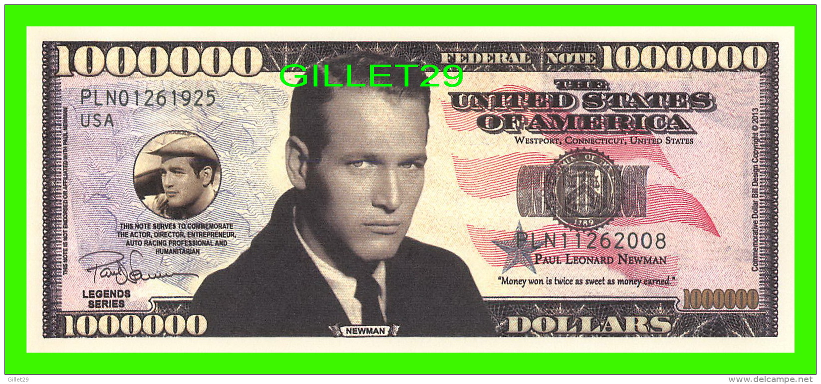 BILLETS , ONE MILLION DOLLARS - PAUL LEONARD NEWMAN - UNITED STATES OF AMERICA - - Autres & Non Classés